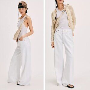 NWT RE/DONE Mid-Rise Palazzo Jeans White Wide-Leg
